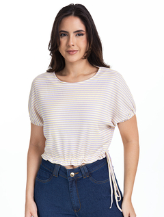 Blusa Cropped Amarelo Malha - 2610285