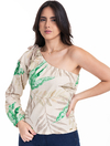 Blusa Mg Longa Estampado/Verde Malha 2610318