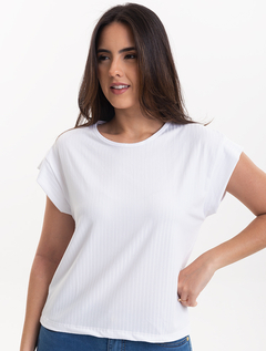 Blusa Ampla Branca Malha Canelada 2890579