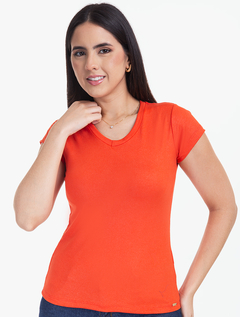 Blusa Baby Look Gola V Laranja Malha Confort Brilho 2890626