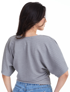 Blusa Cropped Cinza Malha Texture 2890696 - comprar online