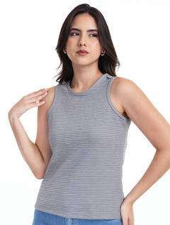 Blusa Regata Cinza Malha Texture 2890699