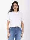 Blusa Cropped Branca Meia Malha 8750017