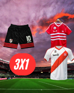 PROMO RETRO CARP-3X1 RIVER_CAMISETA TITULAR 1986+CAMISETA SUPLENTE 1986+SHORT 1986