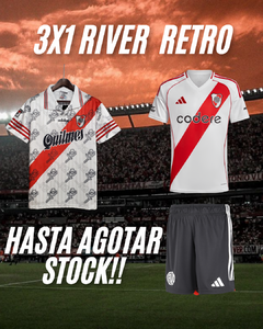 PROMO RETRO- RIVER3X1- CAMISETA TITULAR 2024+ CAMISETA RETRO 1996 + SHORT