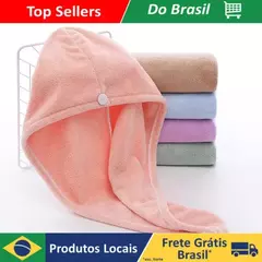 Toalha Grossa Mágica Para Cabelo Secar Rápido Touca Banho - comprar online