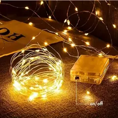 Bateria Powered LED Fairy Lights, Copper Wire String Lights para quarto, jardim, festa, casamento, decoração de Natal, 1 m, 2 m, 3 m, 5 m, 10 m, 20m