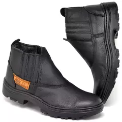 Bota Masculina Couro Legítimo Solado Costurado Bico PVC Duro Resistência Durabilidade trabalhoSegurança Trabalho