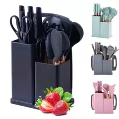 Kit Completo Jogo Utensílios C/19 Peças de Cozinha Com Tábua em Silicone Espátula Faca Tesoura na internet