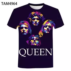 Imagem do Camiseta de manga curta grande para homens e mulheres, tops punk, roupas com gola O, banda de rock britânico Queen estampada 3D, moda casual, nova