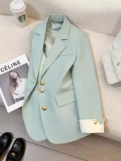 Blazers de peito único para mulheres, blazer entalhado, jaquetas femininas, roupas casuais, manga comprida, chique, monocromático, escritório, outono e inverno na internet