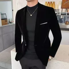 Blazer de veludo dourado masculino, terno slim fit, jaqueta casual, traje de cantor noivo, vestido de noite formal de alta qualidade, moda outono e inverno