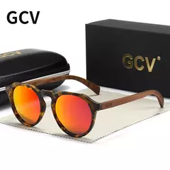 GCV-Óculos de sol polarizados em madeira de noz ultraleve para homens e mulheres, Hawksbill Frames, Leopard Grain, marca avançada, moda delicada, feminina - comprar online