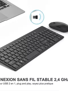 Combo de teclado e mouse sem fio, 2.4G recarregável AZERTY Keyboard Set, ergonômico para computador, Mac, PC, laptop, TV - Wolf Magazine