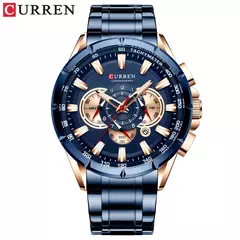 Curren-relógio de pulso casual masculino, pulseira de aço inoxidável, mostrador grande, quartzo, com slots luminosos, cronógrafo esportivo, novo na internet