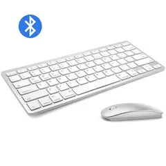 Ultra-Slim Bluetooth Teclado e Mouse Combo, Tecla Mudo, Mouse sem fio, Ratos para Mac, iPad, iPhone, iOS, Android, Windows