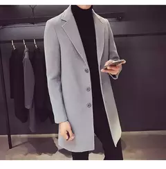 Casaco longo de algodão masculino, corta-vento fino, mistura de lã, cor pura, moda casual de negócios, roupas masculinas, primavera, outono, novo, 2023 na internet