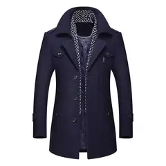 Inverno casacos de lã masculina nova moda meio longo cachecol gola de algodão acolchoado grosso quente casaco de lã masculino trench coat M-5Xl - Wolf Magazine