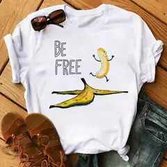 Camiseta branca estampada com frutas engraçadas para mulheres, estampa Kawaii Banana, camiseta Harajuku, manga curta, camiseta, moda - Wolf Magazine