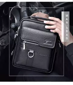 Imagem do Canguru-Bolsa de ombro lateral de couro para homens, bolsa crossbody, mensageiro de negócios, bolsa masculina, presente do marido, marca de luxo