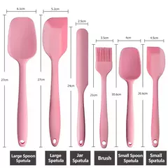 Conjunto de espátula de silicone antiaderente, Resistente ao calor, Espátula Creme, Raspador, Escova De Colher, Núcleo De Aço Inoxidável, Utensílios De Cozinha, 6Pcs