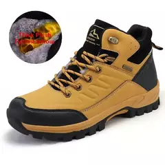 Botas de neve de couro quente masculinas, tênis de caminhada ao ar livre, sapat