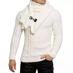 Suéter de malha de gola alta masculino, pulôver fino de manga cheia, malhas grandes, jumpers casuais, outono, inverno - loja online