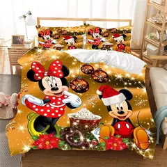 Natal mickey minnie jogo de cama capa edredon fronha casa têxtil roupa crianças presente cama king size conjunto - comprar online