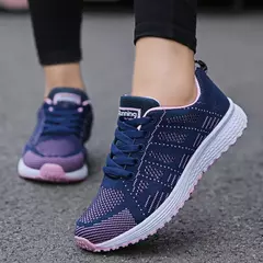 Sapatos rasos de malha respirável para mulheres, sapatos vulcanizados, tênis de ginástica, calçados casuais, branco, moda feminina, 2021 - loja online