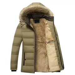 Parka masculina impermeável com capuz de pele, parkas grossa de lã, casaco casual quente de inverno, moda outono, nova