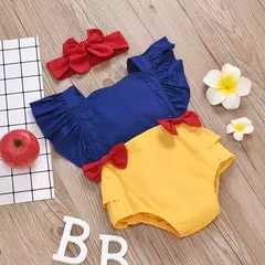 Ma & Baby-Macacão princesa recém-nascida com babados para bebês, sunsuit com arco, roupas de bebê, fantasias para festa de aniversário, D35, 0-24M - loja online