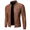 Jaqueta de motocicleta Slim Fit masculina, jaquetas de couro falso, jaquetas PU quentes, roupas de marca, casaco de inverno S a 3XL, 2023