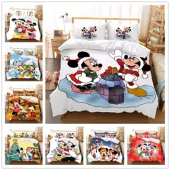 Natal mickey minnie jogo de cama capa edredon fronha casa têxtil roupa crianças presente cama king size conjunto