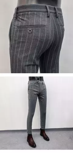 Homens terno calças calças formais pantalone hombre estiramento fino cor sólida vestido casual calças de comprimento total moda novas roupas masculinas - Wolf Magazine