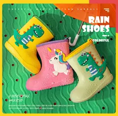 Crianças botas de chuva do bebê meninos menina eva antiderrapante ao ar livre dos desenhos animados dinossauro botas de chuva para crianças à prova dwaterproof água botas menina botas de chuva - Wolf Magazine