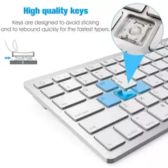 Ultra-Slim Bluetooth Teclado e Mouse Combo, Tecla Mudo, Mouse sem fio, Ratos para Mac, iPad, iPhone, iOS, Android, Windows - comprar online