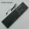 Teclado com fio USB com 104 teclas, teclado de jogo, computador, espanhol, francês, russo, árabe, letra