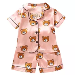 Pijama de manga comprida para meninos e meninas, roupa de casa confortável, calças de seda novas, primavera e outono, 0-4 anos - loja online