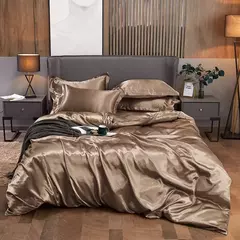 Monocromático Rayon Satin Conjunto de cama, luxo Kit Duvet Cover, Twin Queen e Cama King Size, 2PCs, 3PCs, 4PCs - Wolf Magazine