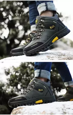 Botas de neve de couro impermeáveis masculinas, super quentes, ao ar livre, caminhadas, trabalho, sapatos de viagem, inverno, tamanho 39-47 - Wolf Magazine