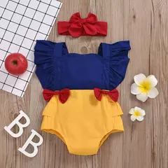 Ma & Baby-Macacão princesa recém-nascida com babados para bebês, sunsuit com arco, roupas de bebê, fantasias para festa de aniversário, D35, 0-24M