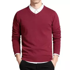 Suéter de algodão masculino manga longa pulôveres outwear masculino gola v blusas da moda de marca solto fit roupas de tricô estilo coreano - loja online