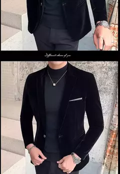 Blazer de veludo dourado masculino, terno slim fit, jaqueta casual, traje de cantor noivo, vestido de noite formal de alta qualidade, moda outono e inverno na internet