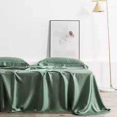 Liv-Conjunto de cama verde esteta, lençóis com amoreira, capa de colcha, fronha, cama queen e king size, 100% seda, 25 Mm