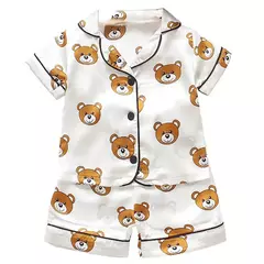 Pijama de manga comprida para meninos e meninas, roupa de casa confortável, calças de seda novas, primavera e outono, 0-4 anos