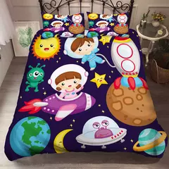 3d jogo de cama espaço astronauta capa edredão com fronha conjunto cama para crianças quarto decoração meninos conjunto lençóis na internet