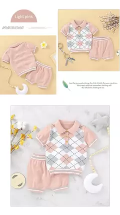 Imagem do Tops e calças de manga curta para bebê, criança, meninos, roupas de meninas, roupas recém-nascidas, roupas infantis, verão, moda, 2pcs, 0-18m