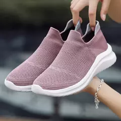 Venda quente dos homens sapatos casuais ultraleve confortável sapatos de caminhada unisex das mulheres dos homens meia boca tênis tenis masculino zapatillas - loja online