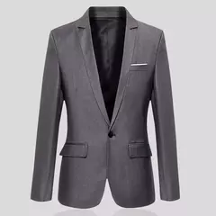 Blazer fino monocromático para homens, jaqueta de escritório masculina, tamanho grande, preto e azul, casaco de casamento coreano - Wolf Magazine