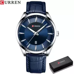 CURREN-Relógios masculinos de quartzo com pulseira de couro, marca de luxo superior, relógio de negócios, novo na internet